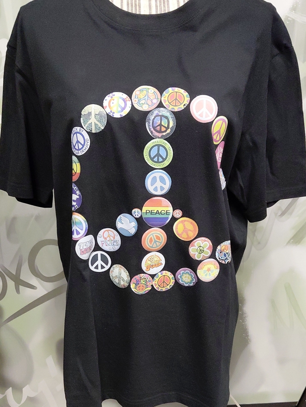 Women's Black Peace Badge Graphic Tee